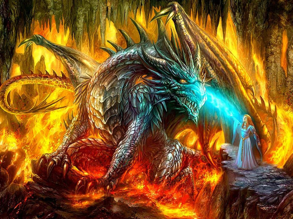 Unearthly Mystical Dragon Soaring Through The Sky Background