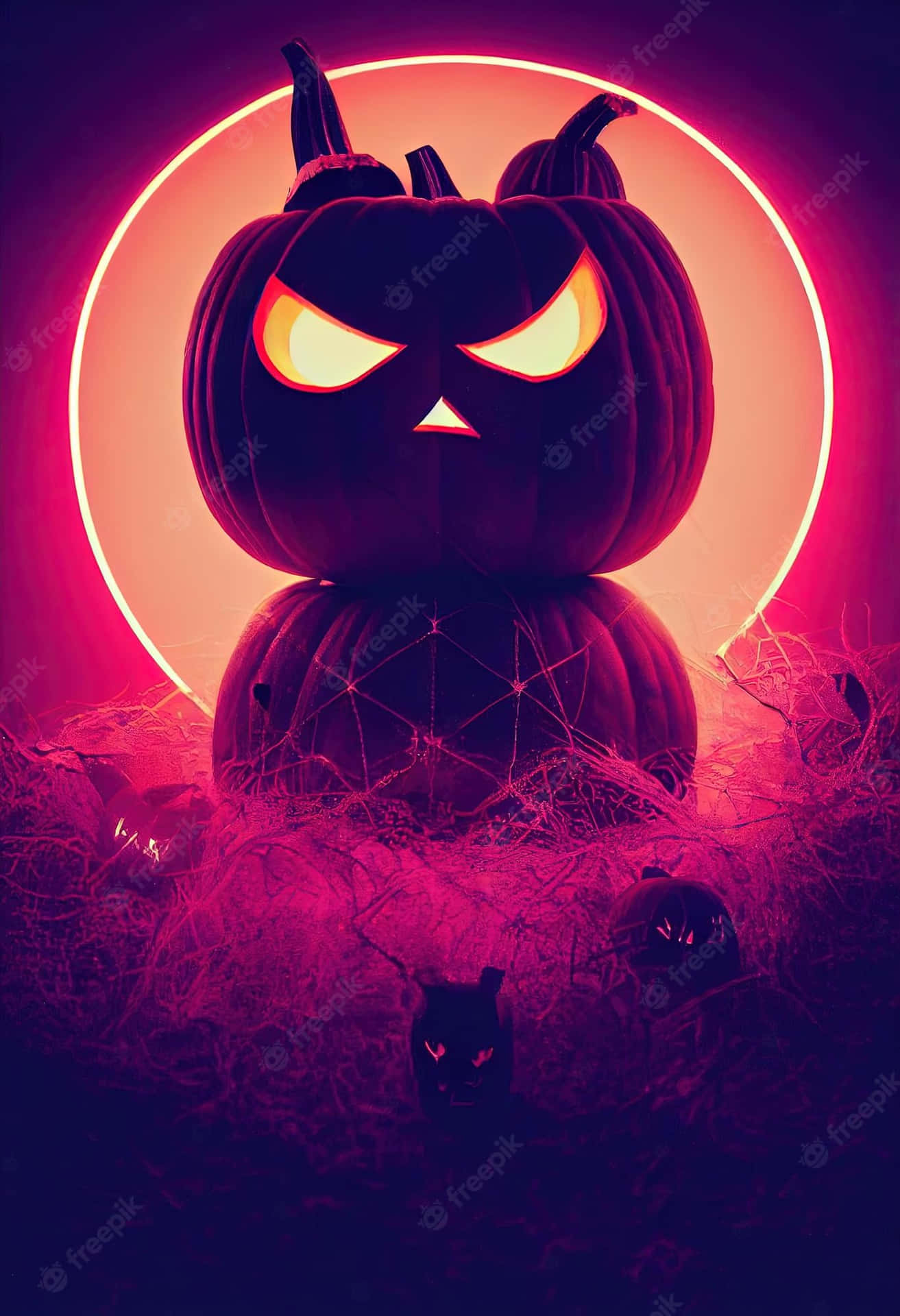 Unearthly Vibes - Neon Halloween Background