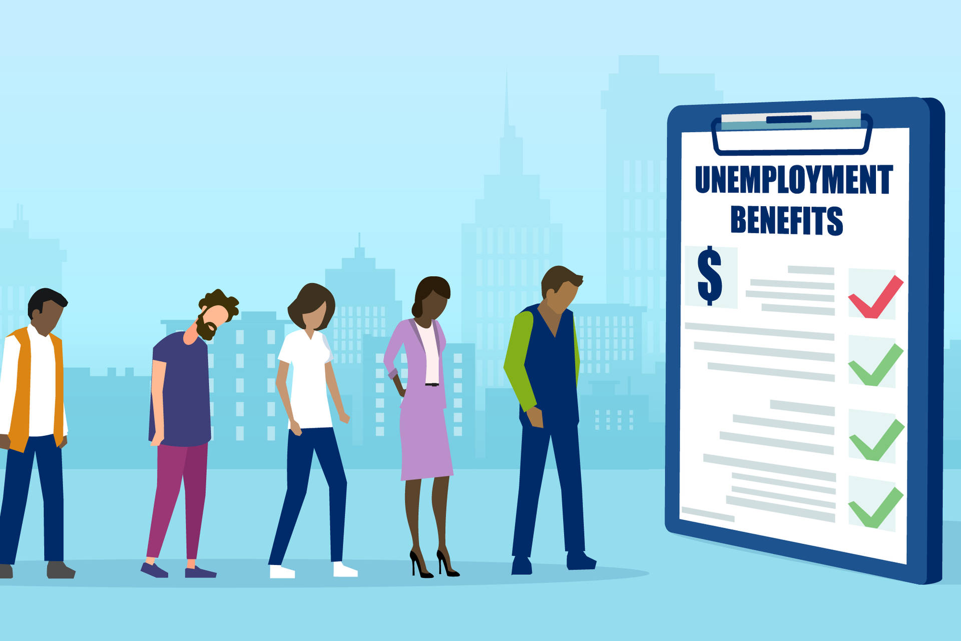 Unemployment Checklist Benefits Graphic Art Background