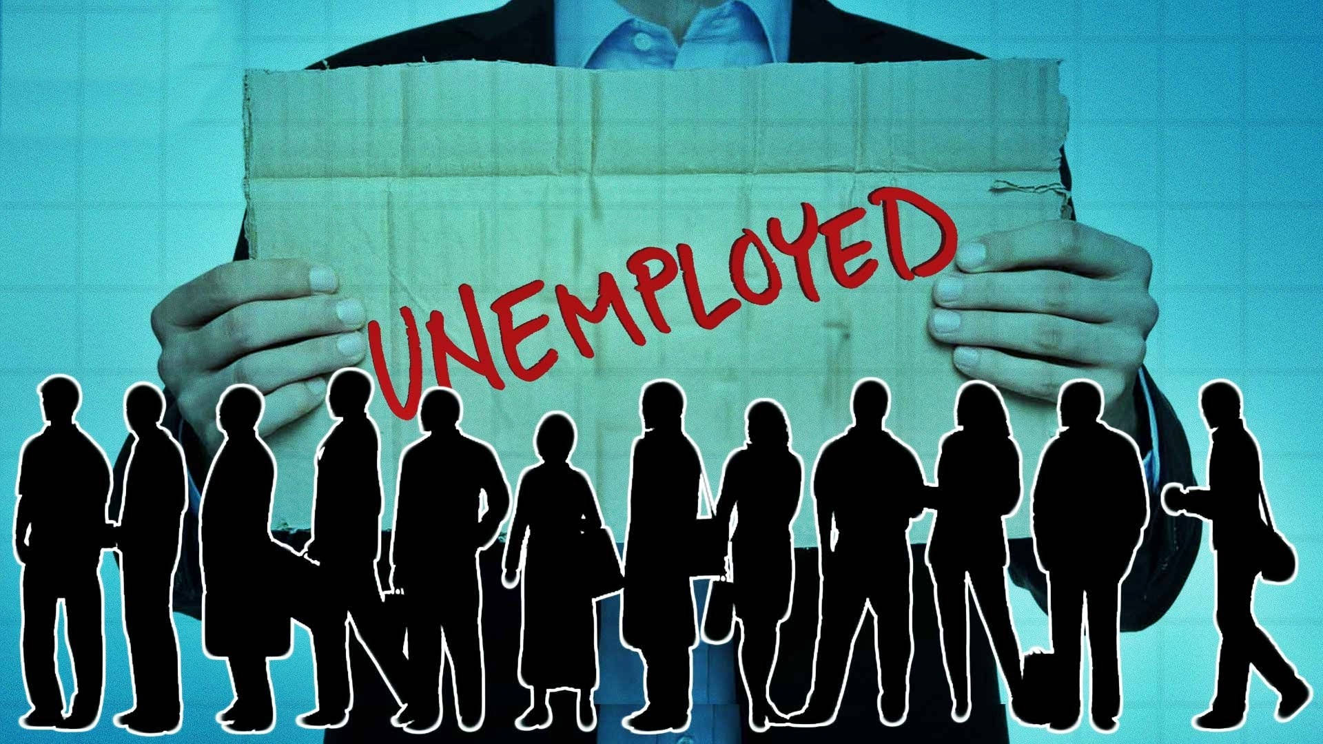 Unemployment Graphic Art With Silhouettes Background