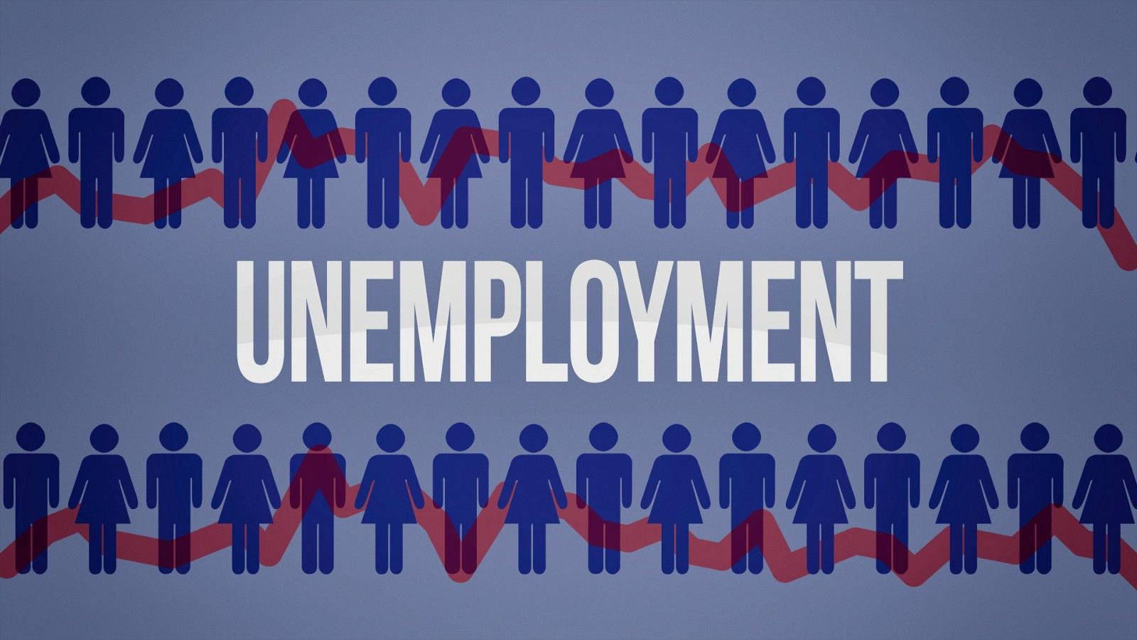 Unemployment Graphic Design With Blue Human Silhouettes Background