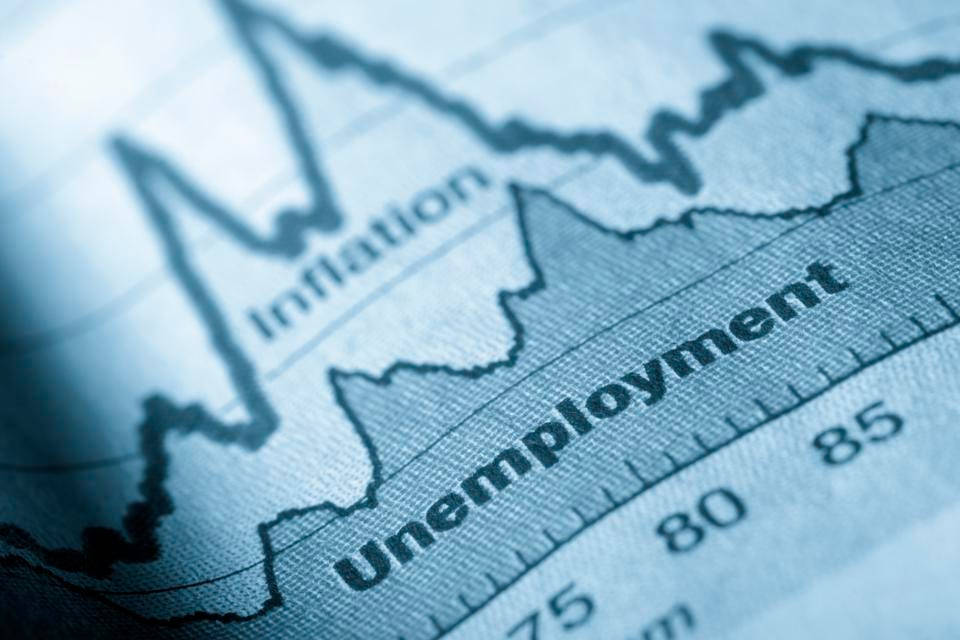 Unemployment Inflation Rate Graph Closeup Angle Shot Background