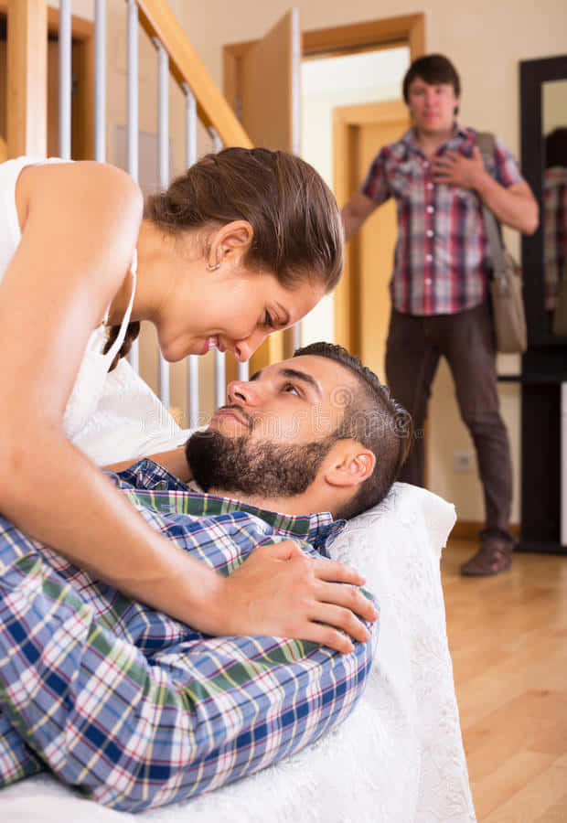 Unfaithful Girl With Guy Background