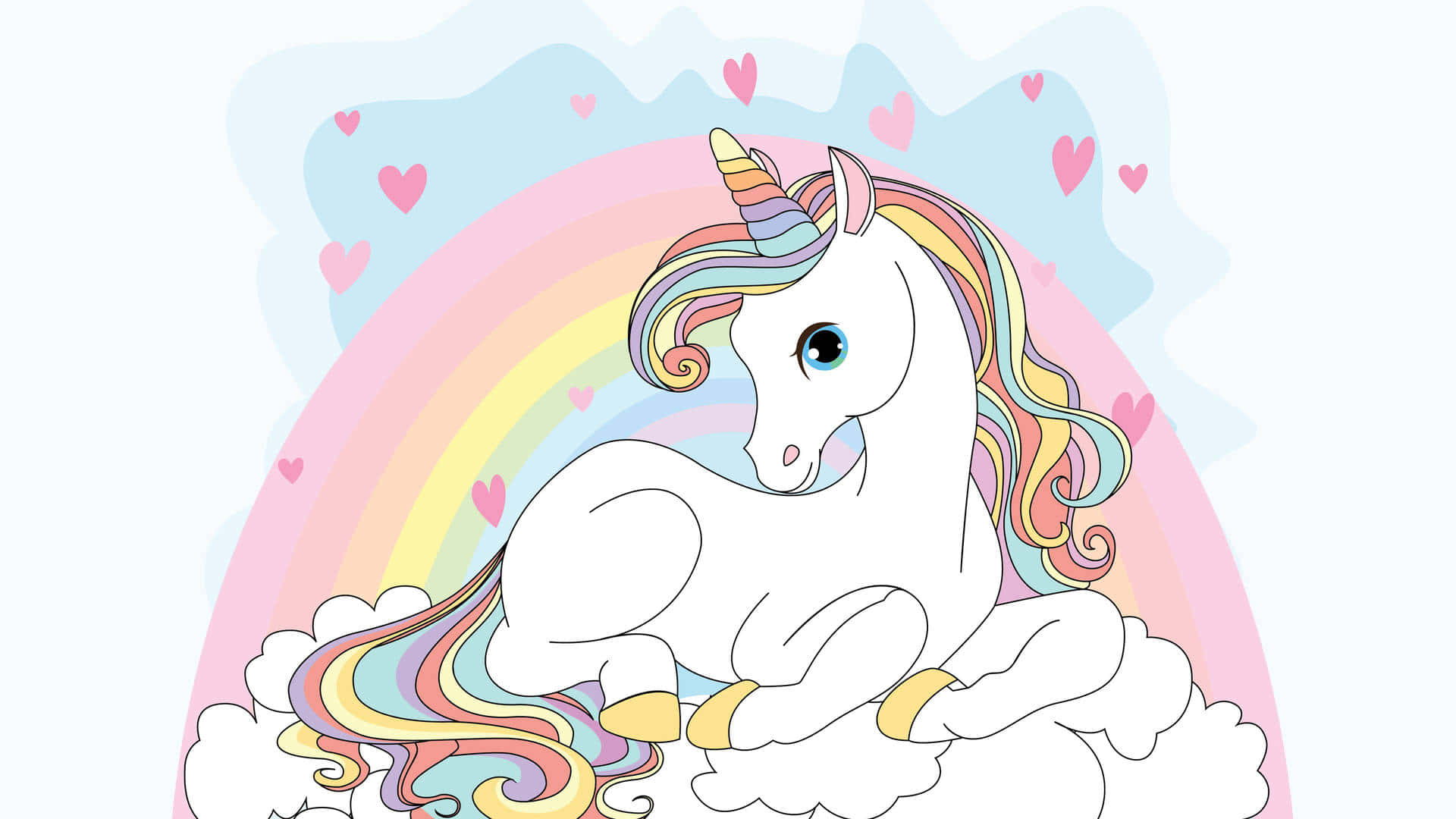 Unicorn Aesthetic Sitting Clouds Background