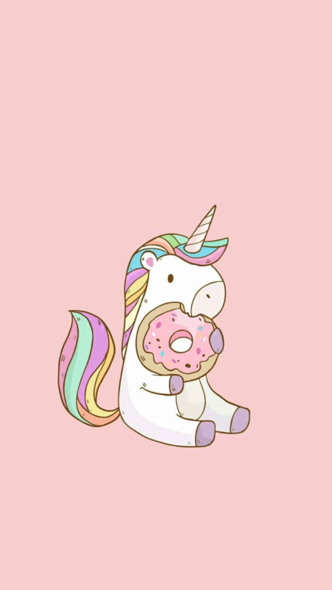 Unicorn Eating A Doughnut Kawaii Ipad Background