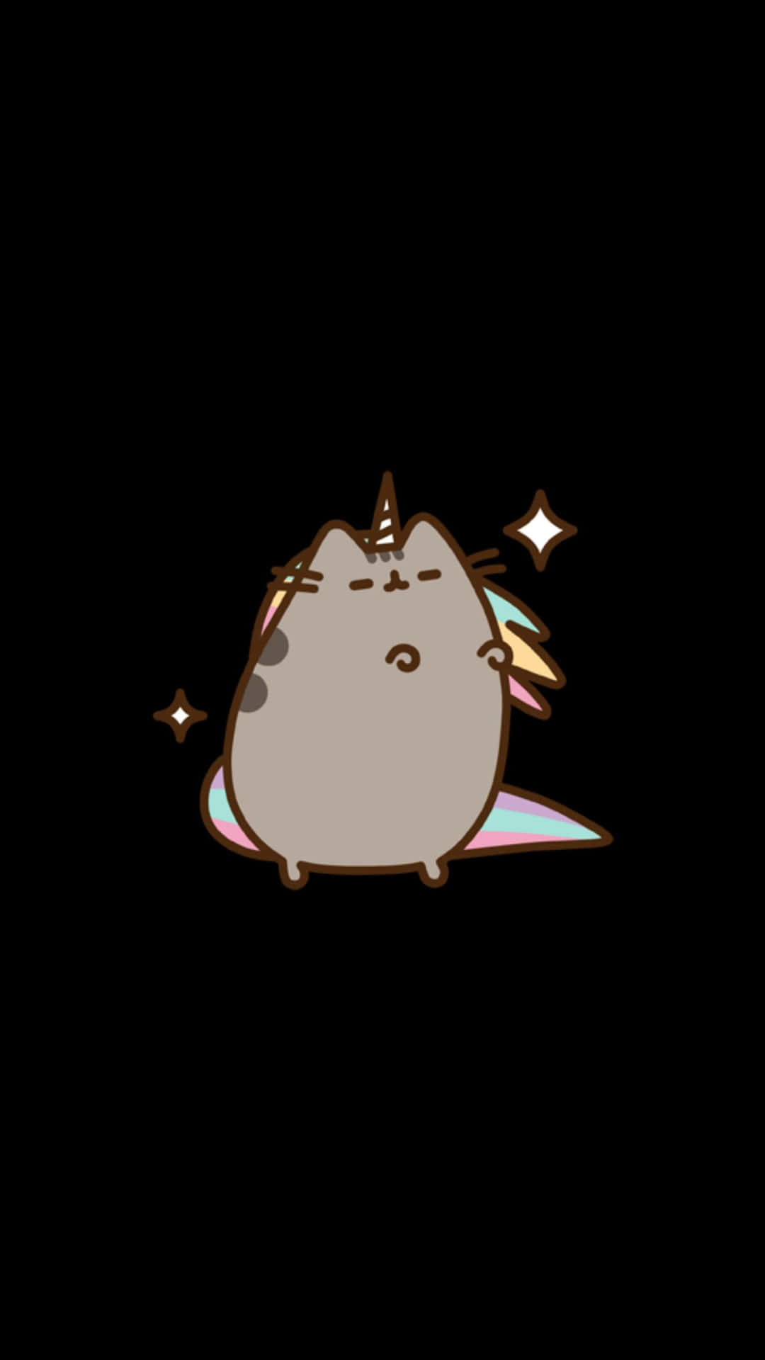 Unicorn Pusheen Kawaii With Colorful Hair Background