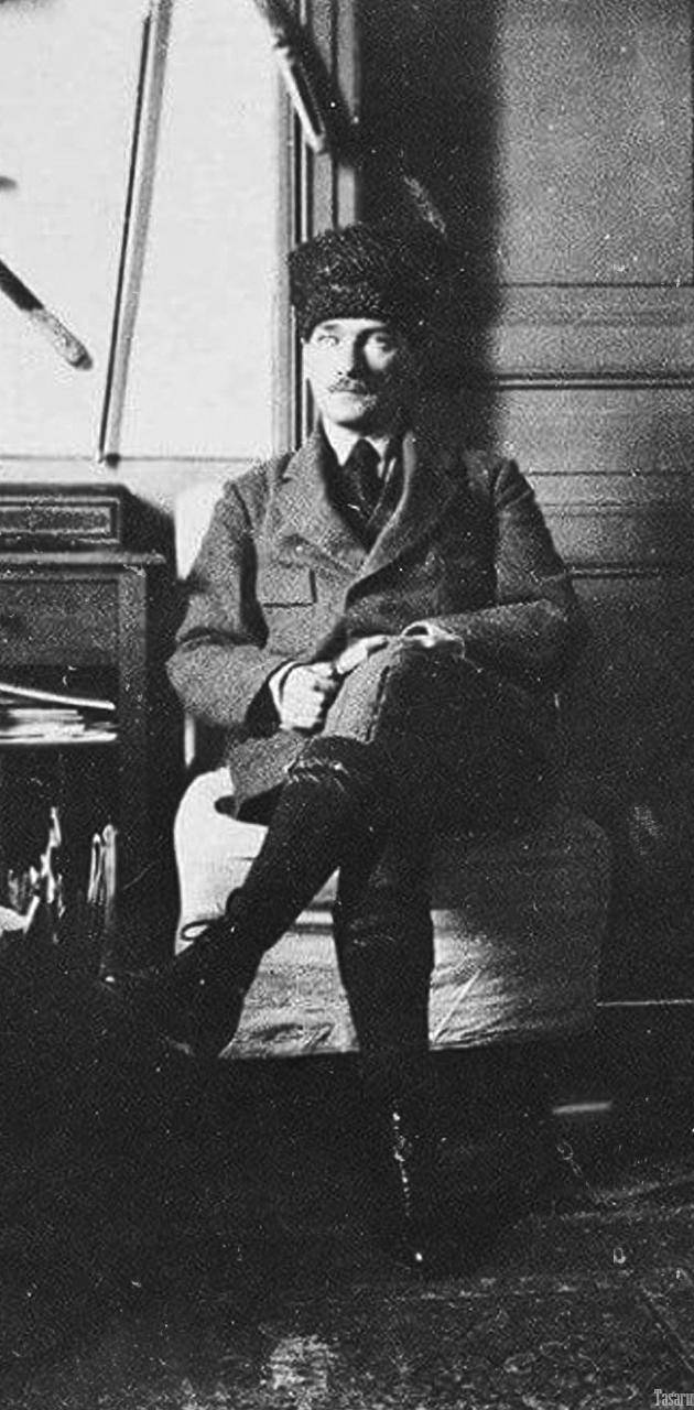 Uniformed Ataturk Sitting In Room Background