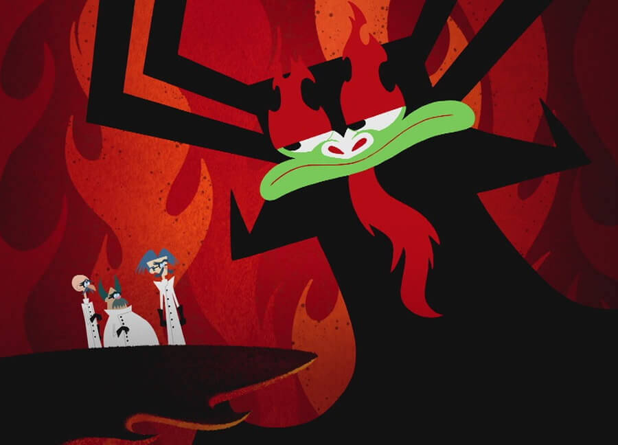 Unimpressed Aku With Scientists Samurai Jack Background