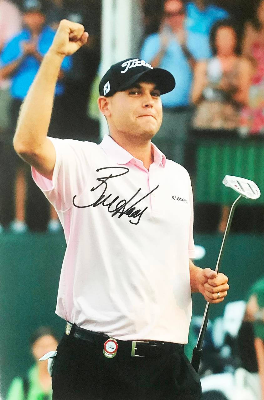 Unique Autograph Of The Phenomenal Golfer, Bill Haas. Background