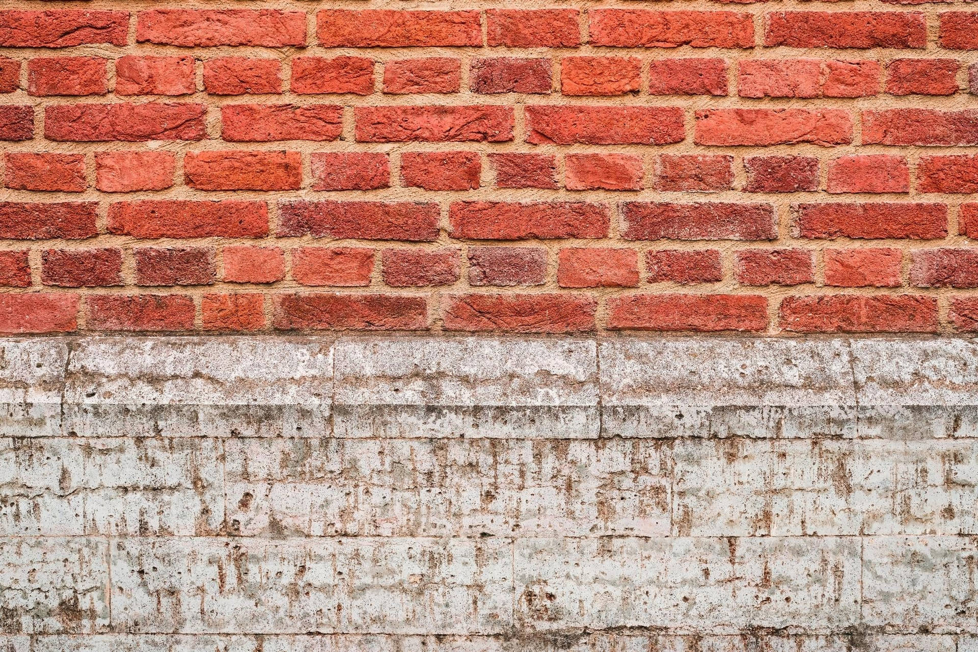 Unique Bright Red Brick Texture With Sandstone Background