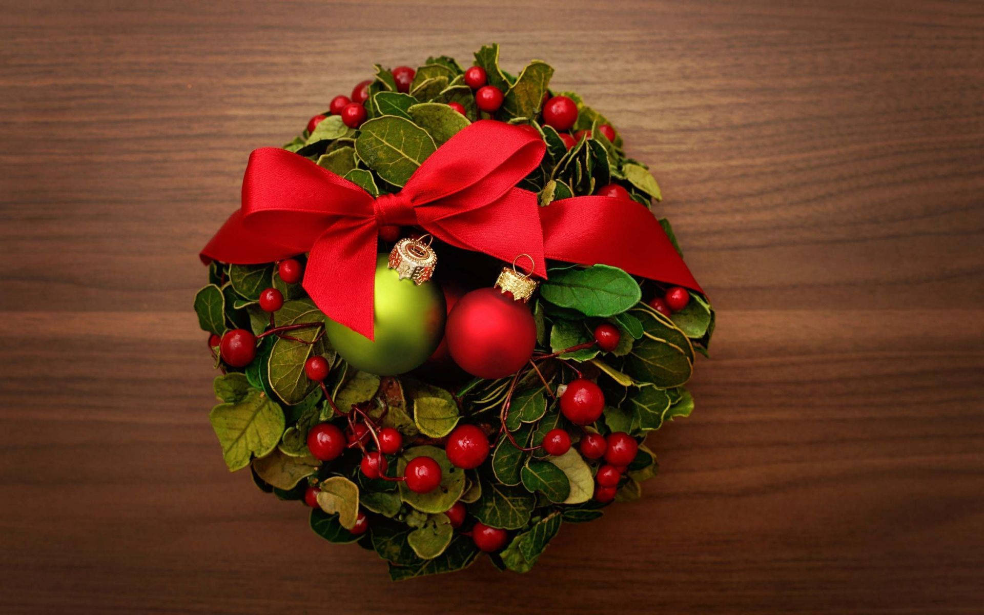 Unique Christmas Wreath With Ribbon Background