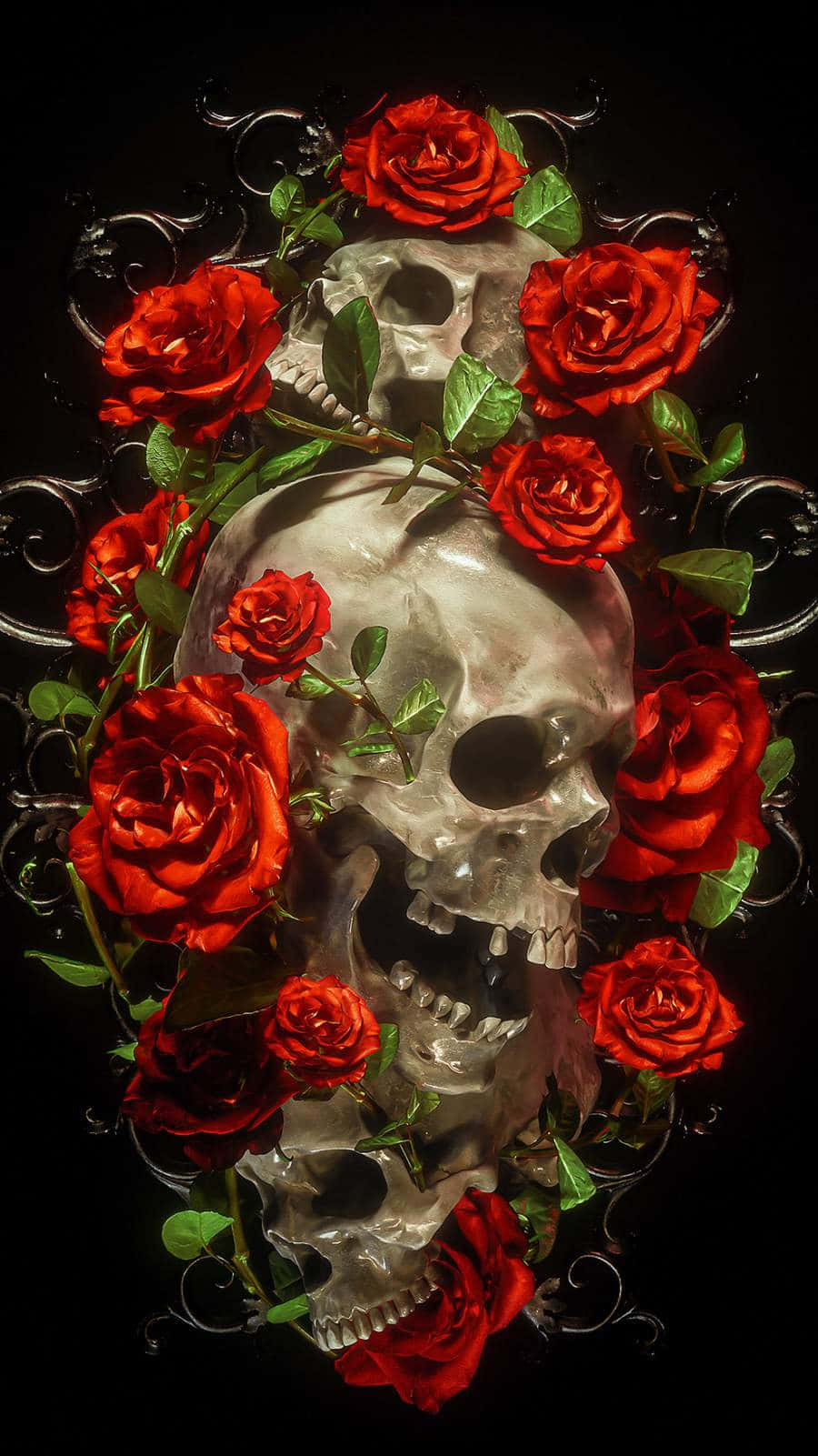 Unique Combination Of Love And Skulls Background