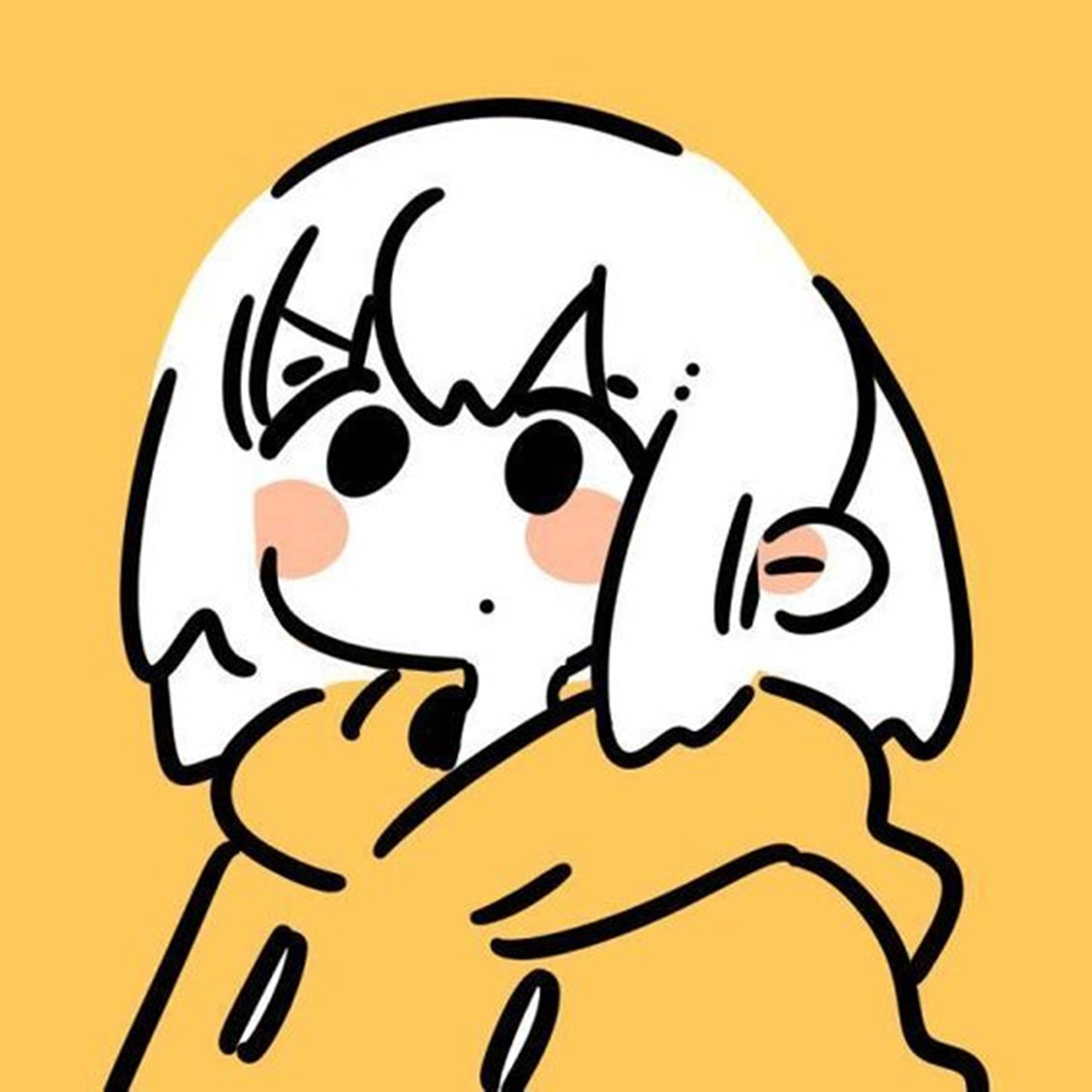 Unique Cool Pfp Of A Cute, Blushing Cartoon Girl Illustration.