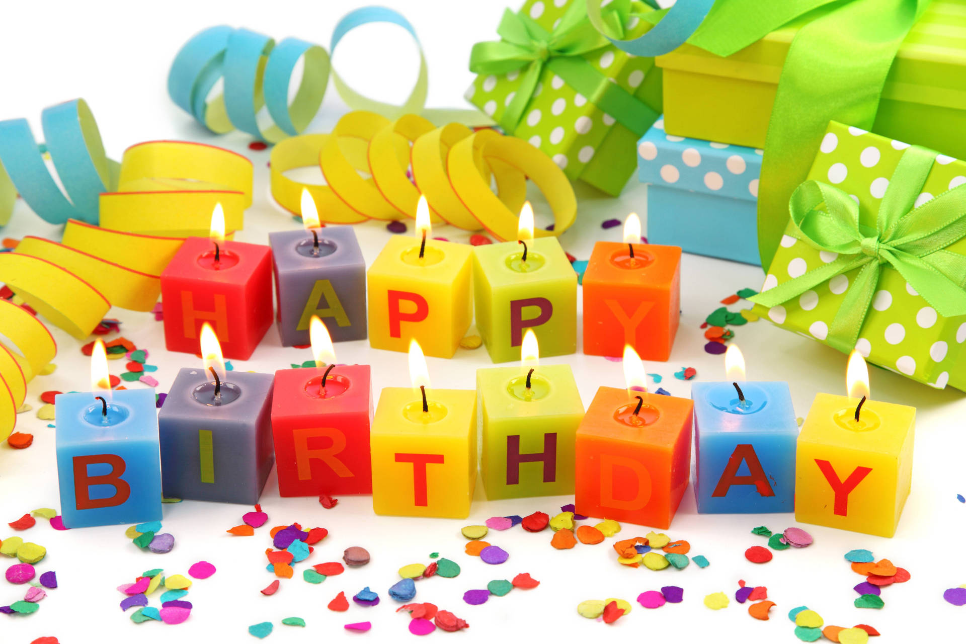 Unique Cube Candles Birthday Background