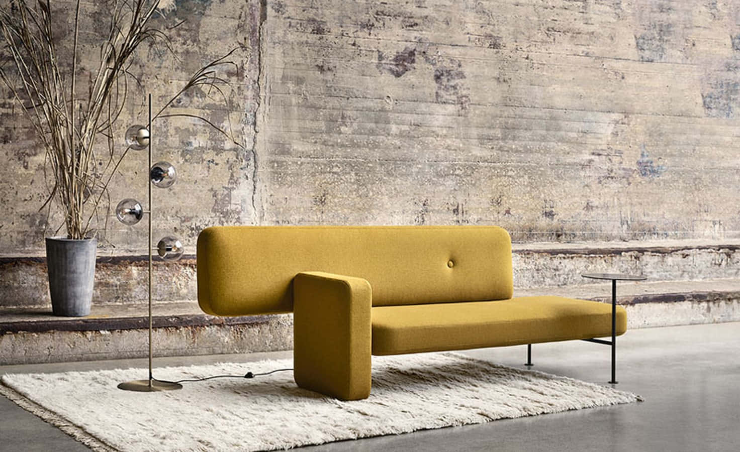 Unique Long Yellow Couch Background