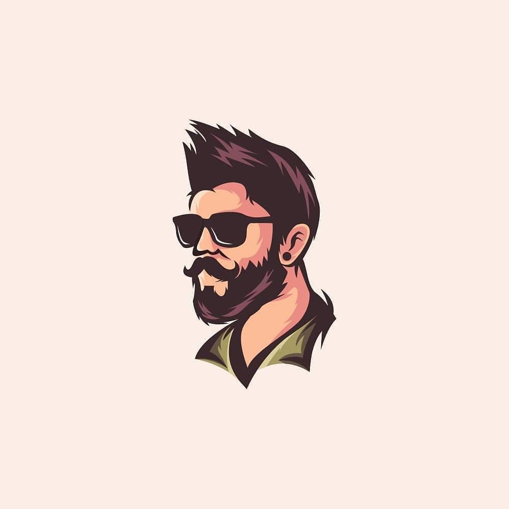 Unique Spiky Hairstyle With Glasses Beard Logo Background