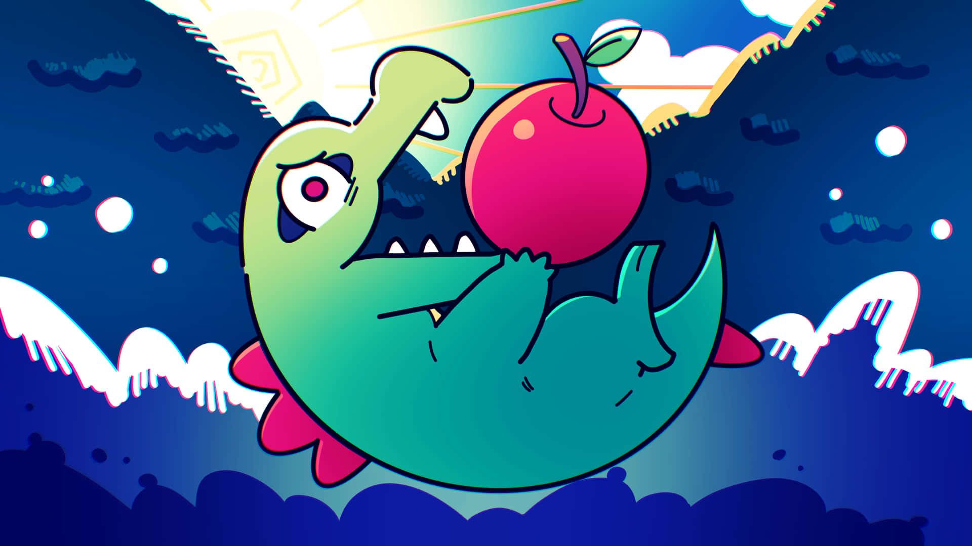 Unique Totodile Graphic With Apple