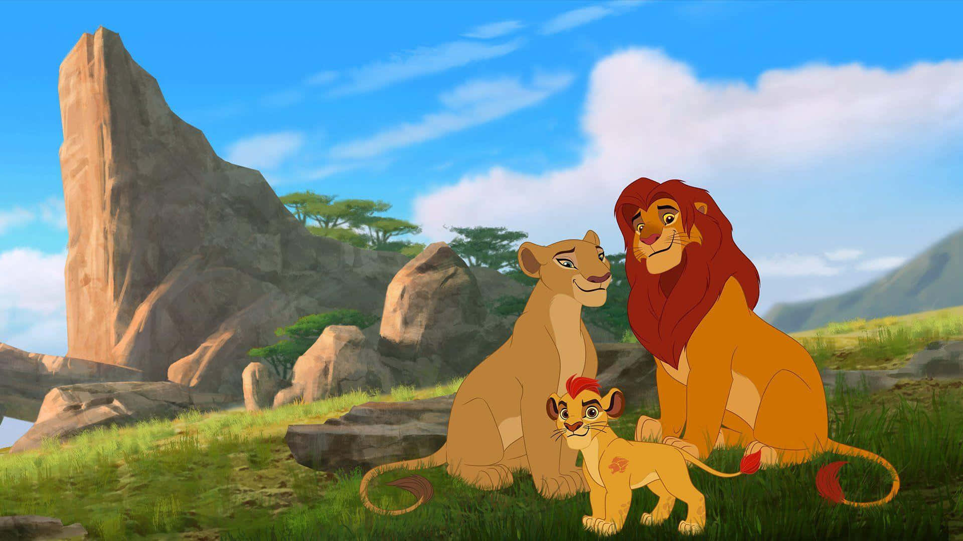 Unite And Conquer! Kion And His Pride Guard The Pridelands Background