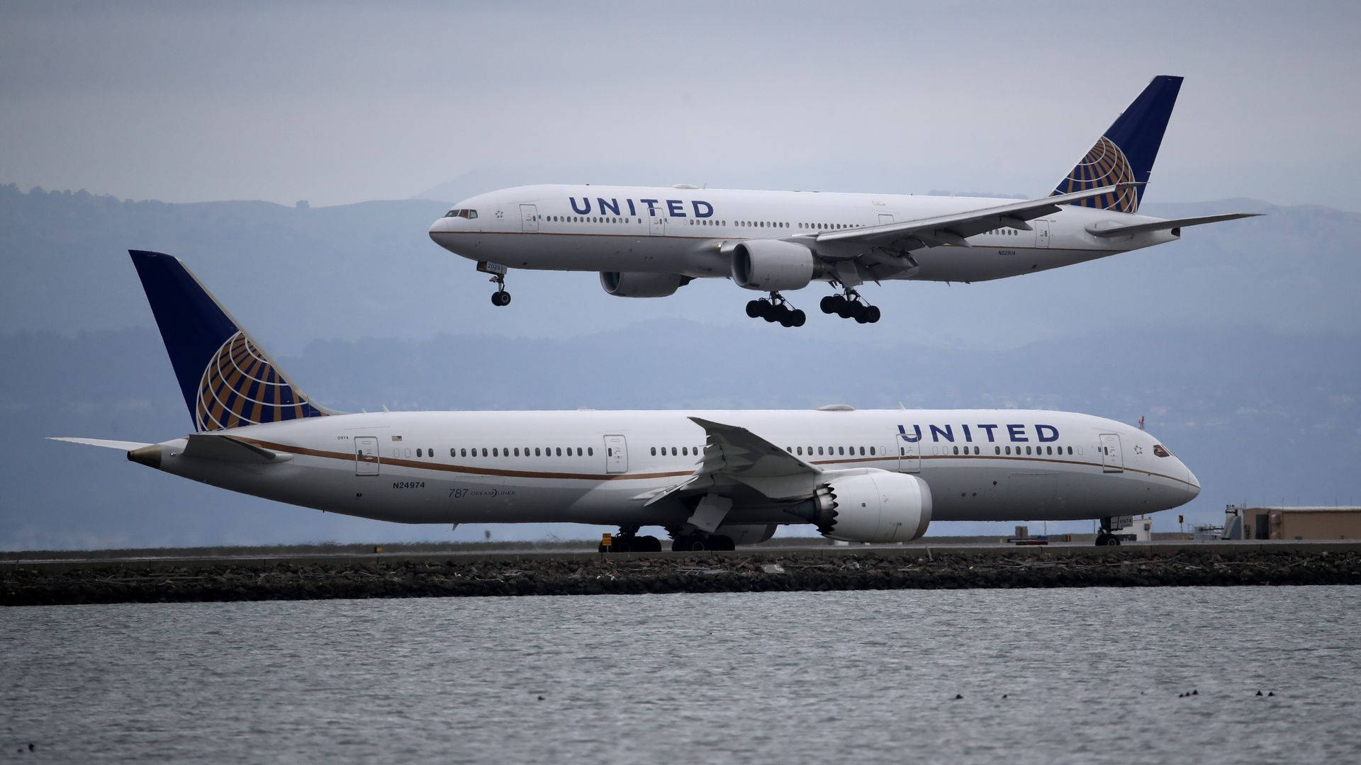 United Airlines Fleet On The Runway