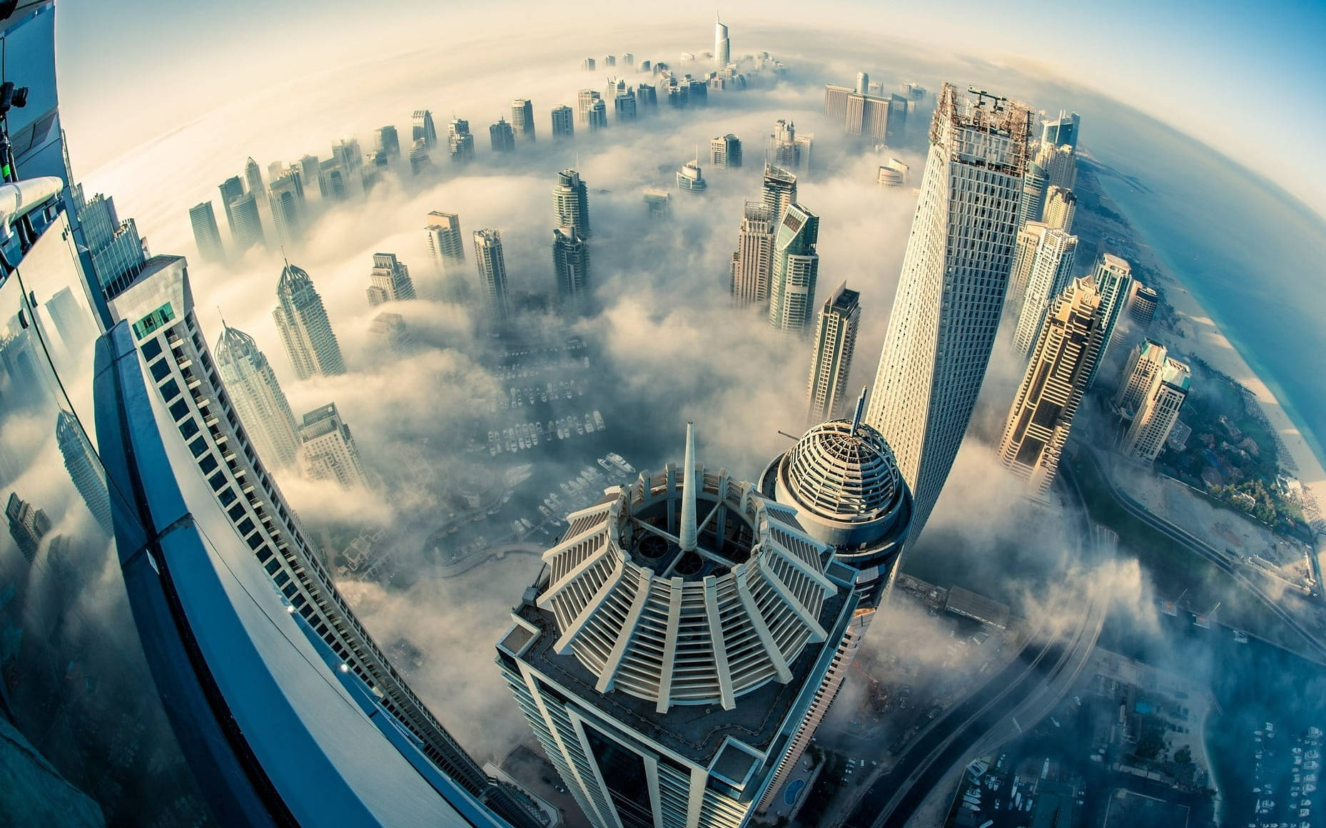 United Arab Emirates Dubai Above Clouds Background