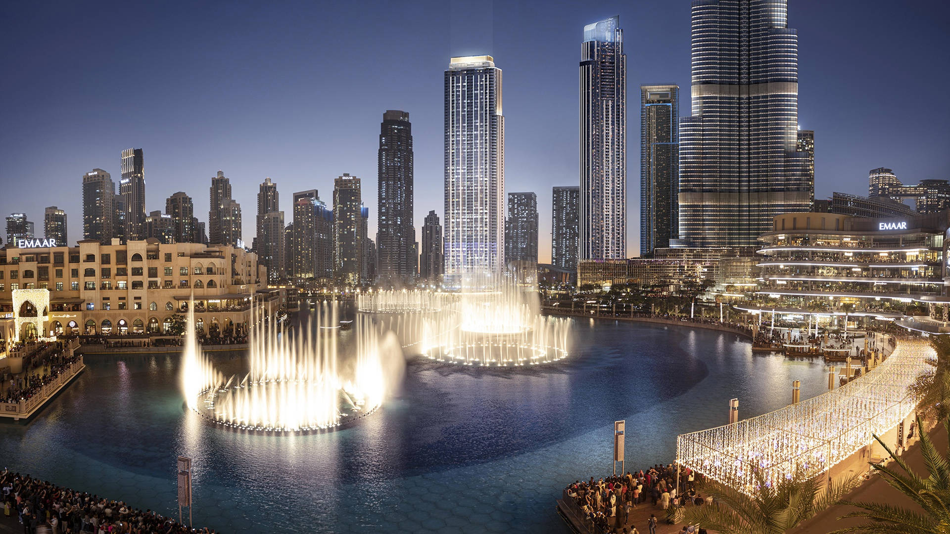 United Arab Emirates The Dubai Fountain Background