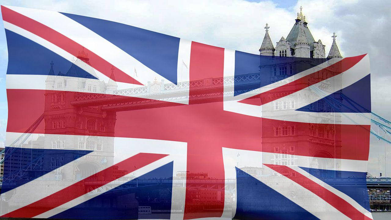 United Kingdom Flag And Tower Bridge Background