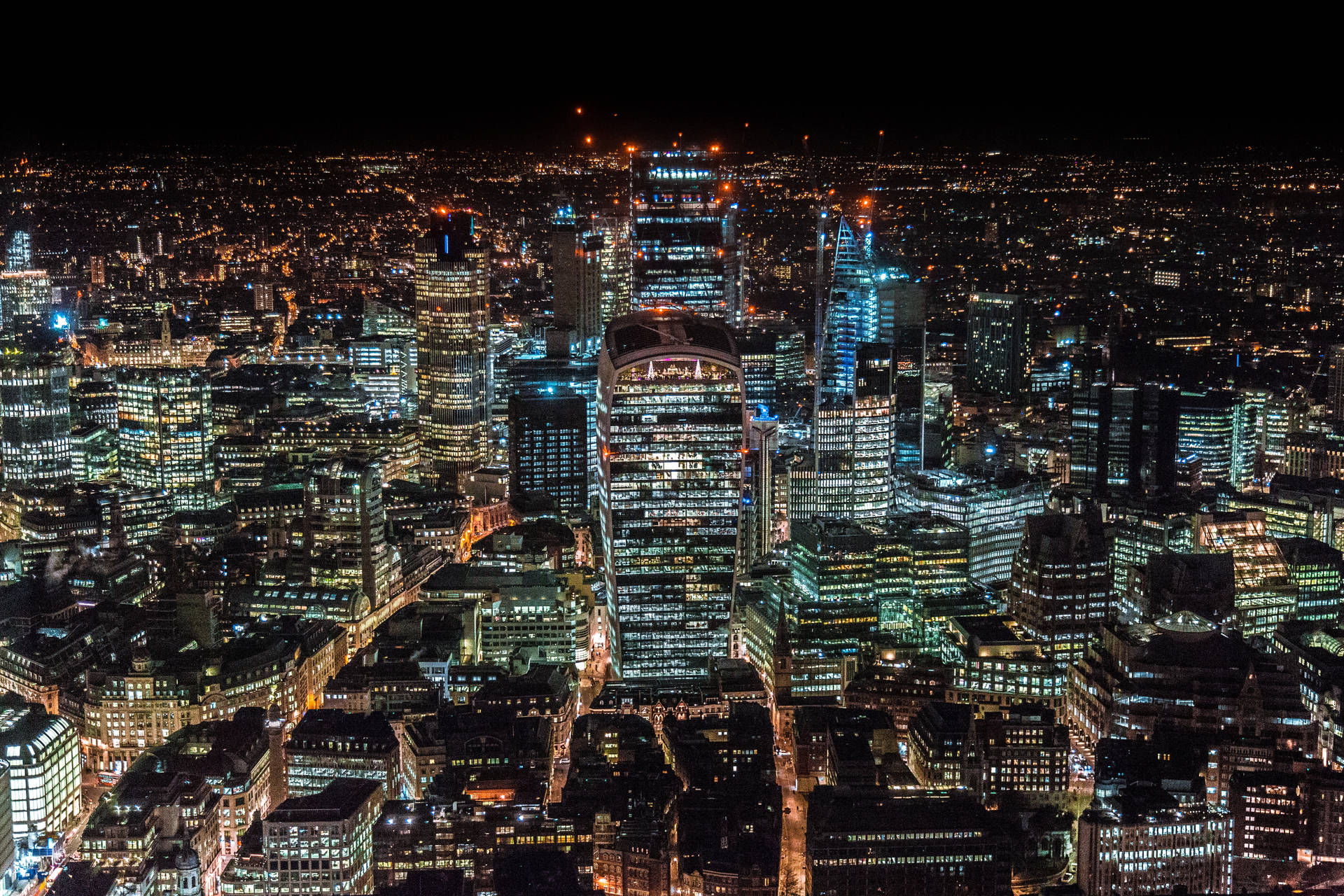 United Kingdom London Night Lights Background