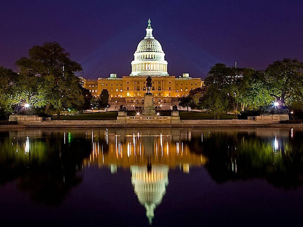 United States Capitol Reflection In Lake