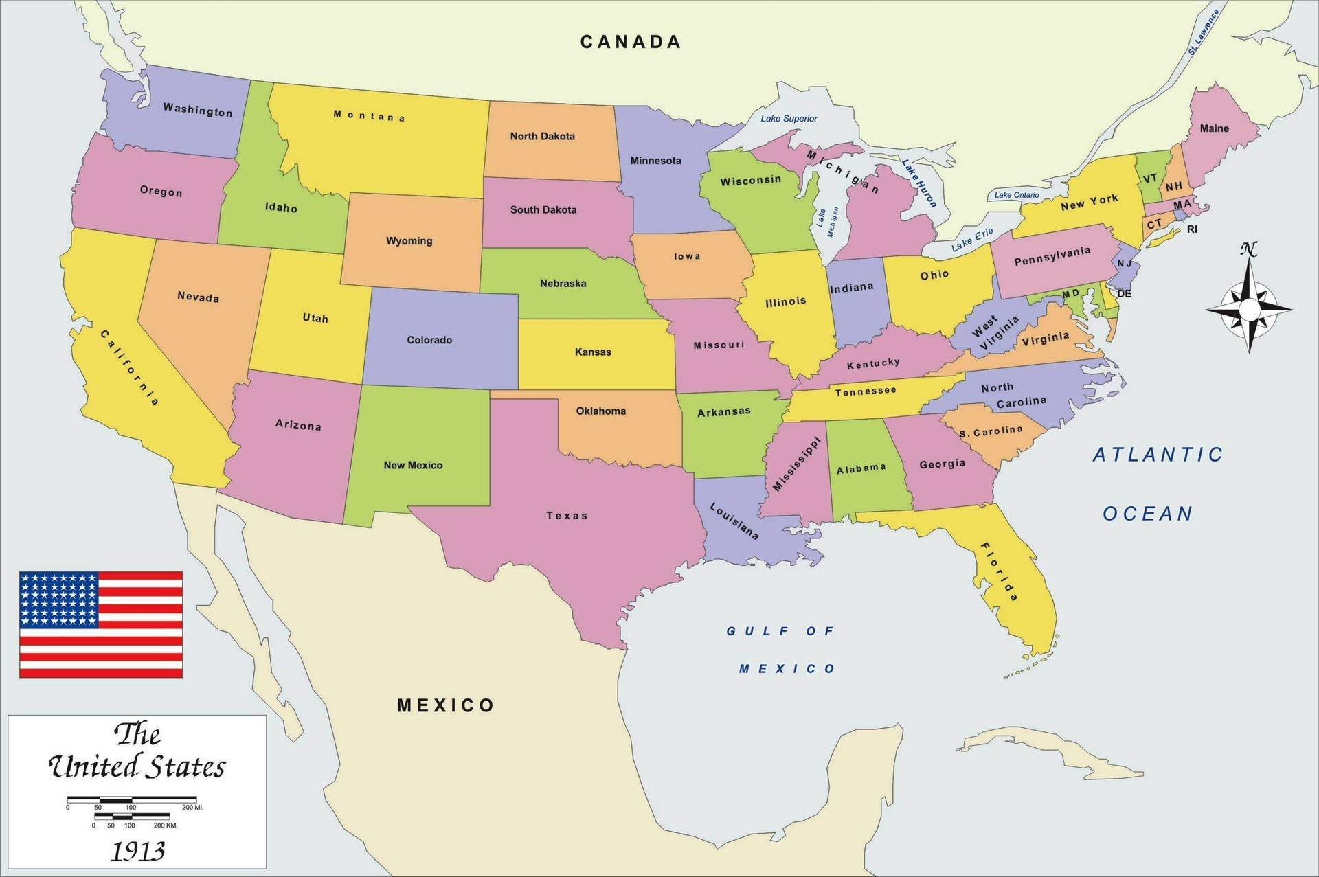 United States Map Border Color Background