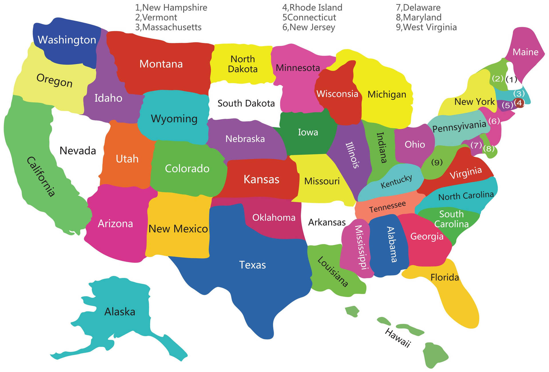 United States Map Country Colors And Border