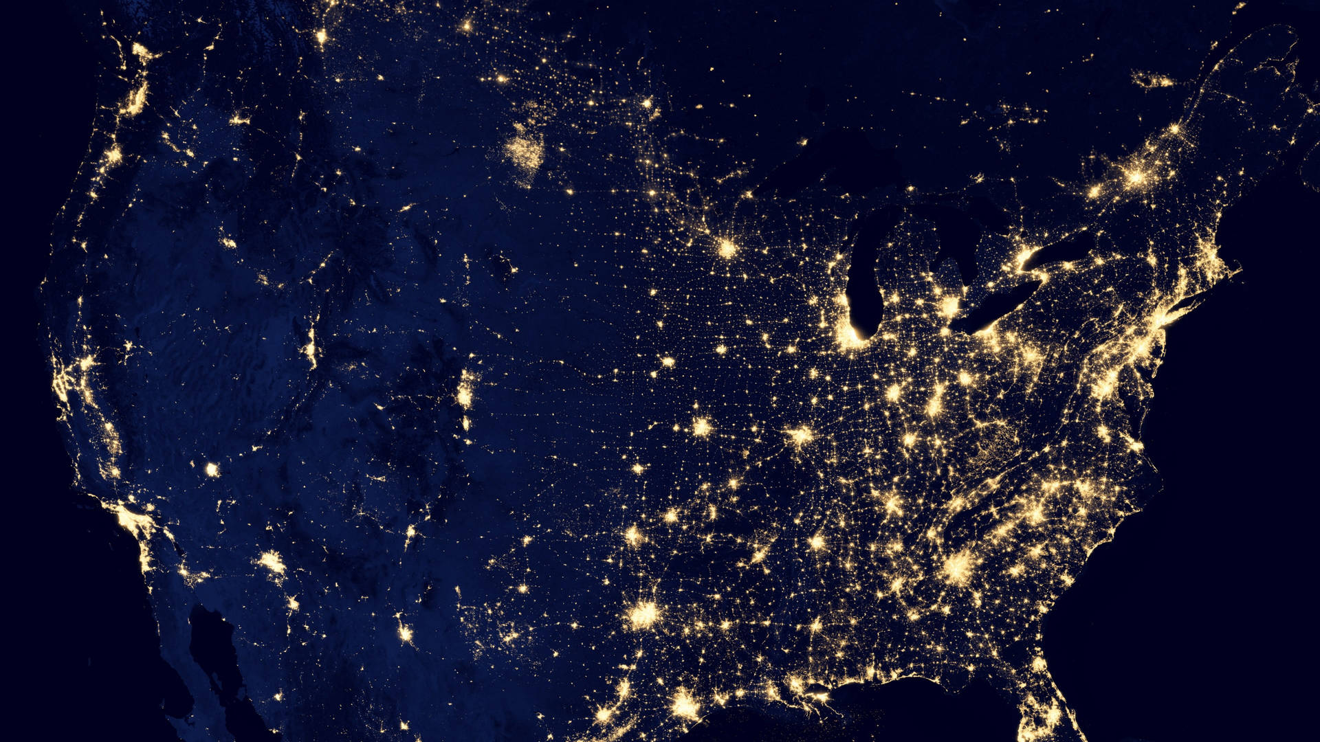 United States Map Night Aerial View