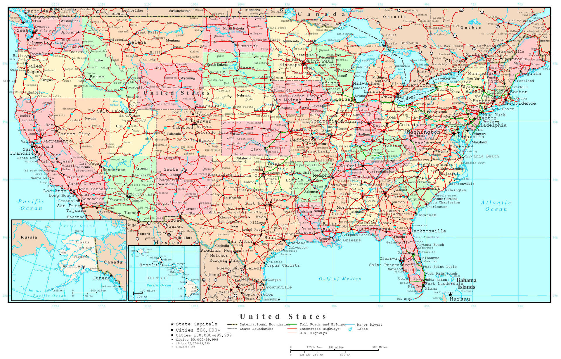 United States National Main Road Map Background