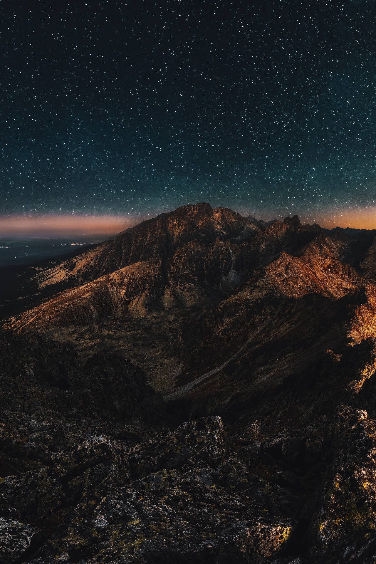 Universal Galaxy From Mountain Peak Background