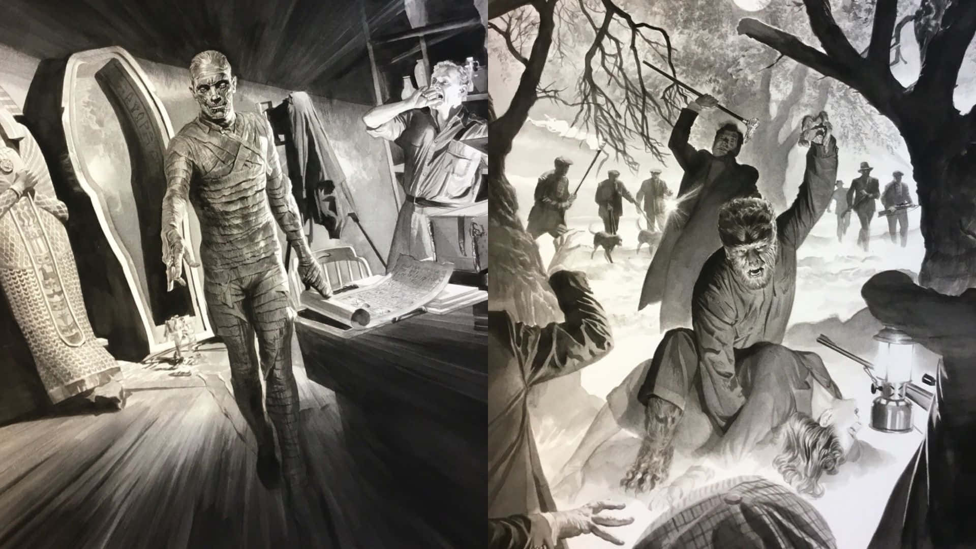 Universal Monsters The Mummy And The Wolfman Background