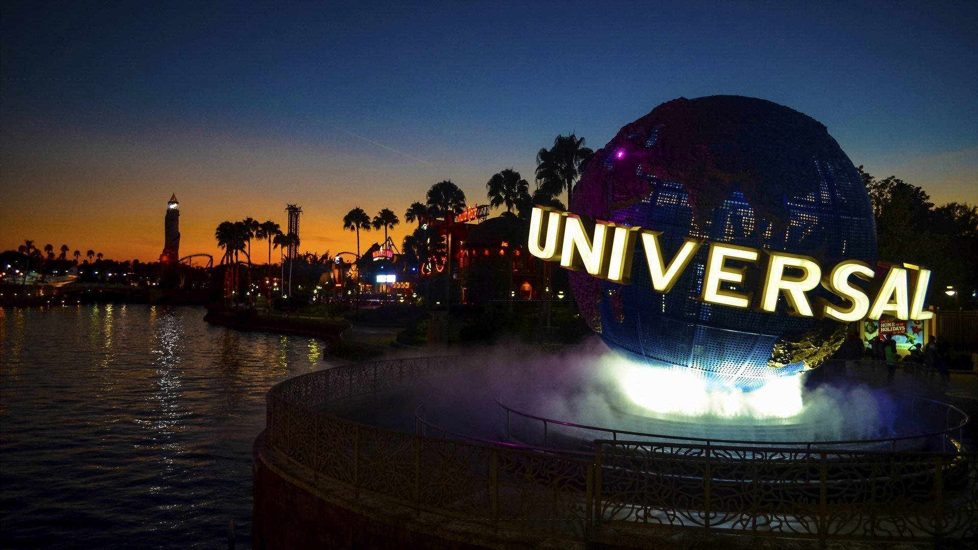 Universal Orlando Iconic Globeat Dusk Background