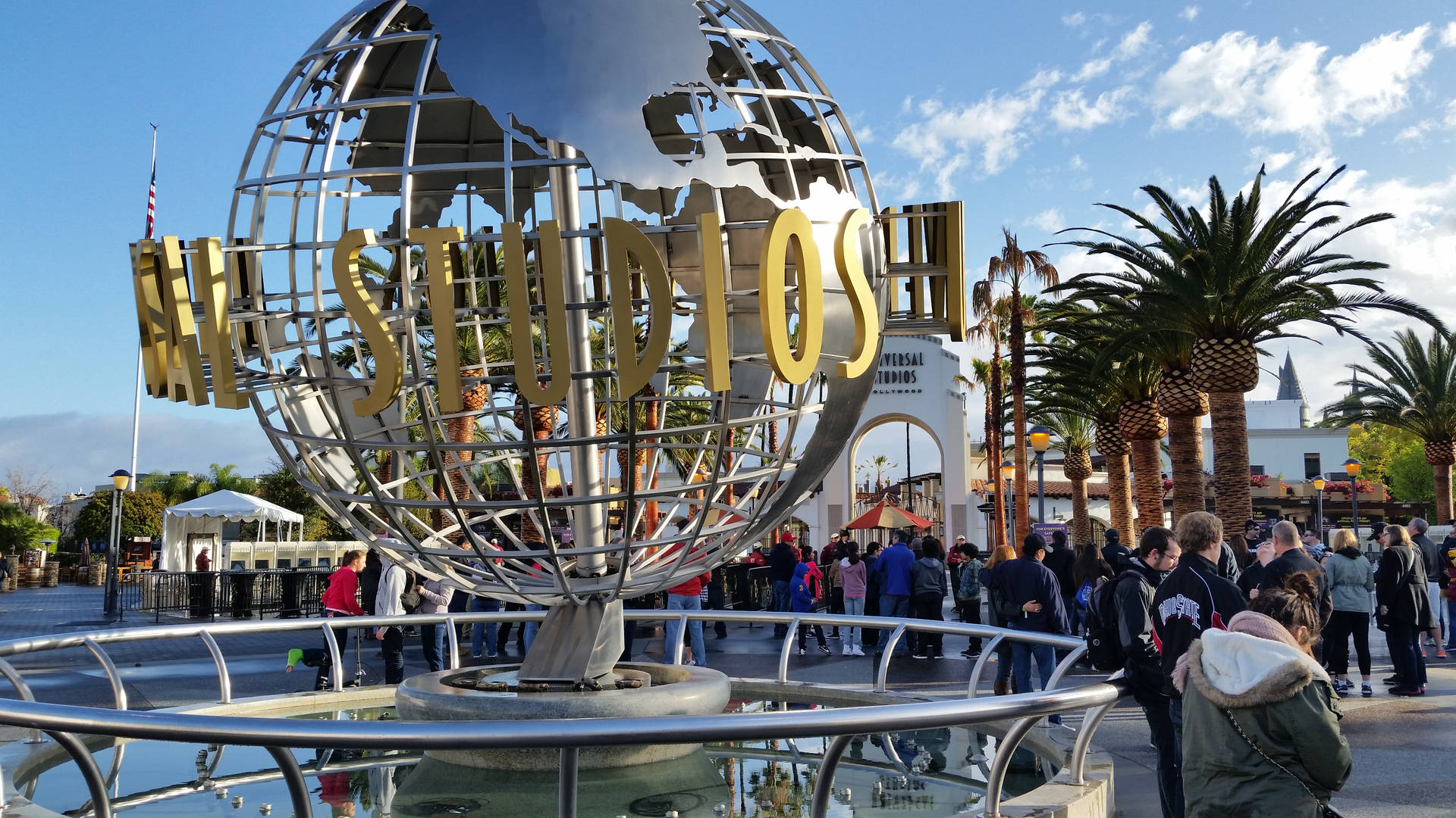 Universal Studios Globe On Park Background