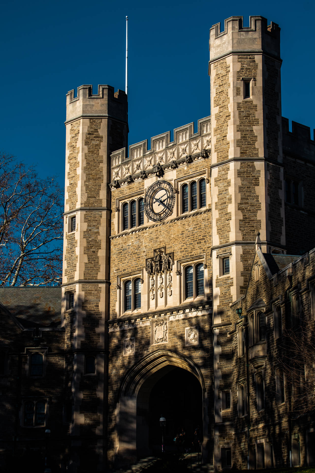 University Building With Castle Design Background