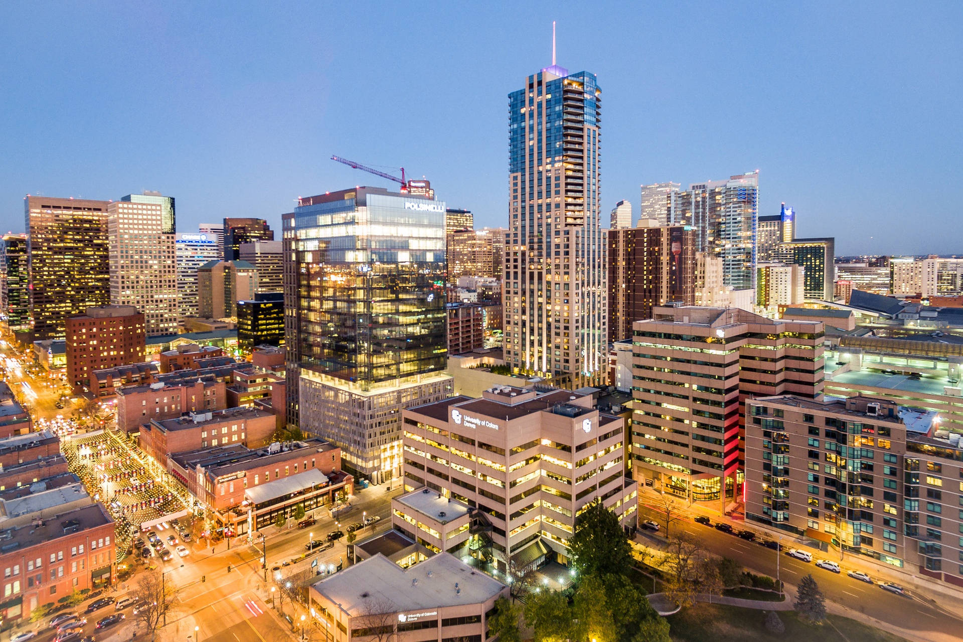 University Of Colorado Denver Nighttime View Background