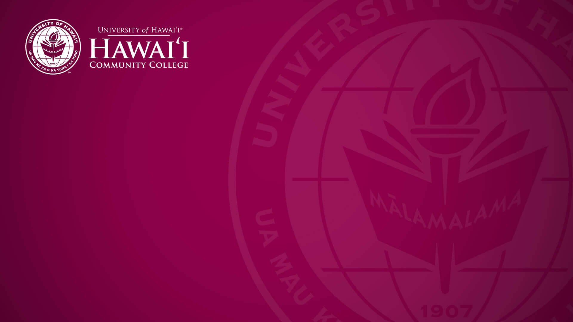 University Of Hawaii Community College Dark Red Background