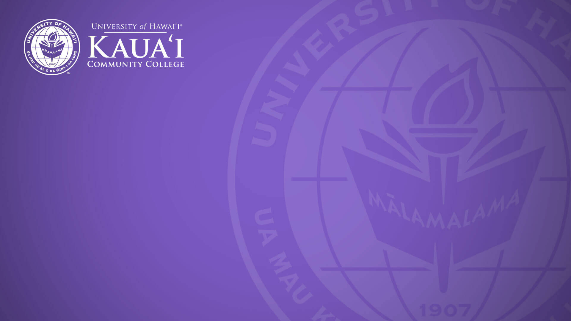 University Of Hawaii Kauai Logo Violet Background