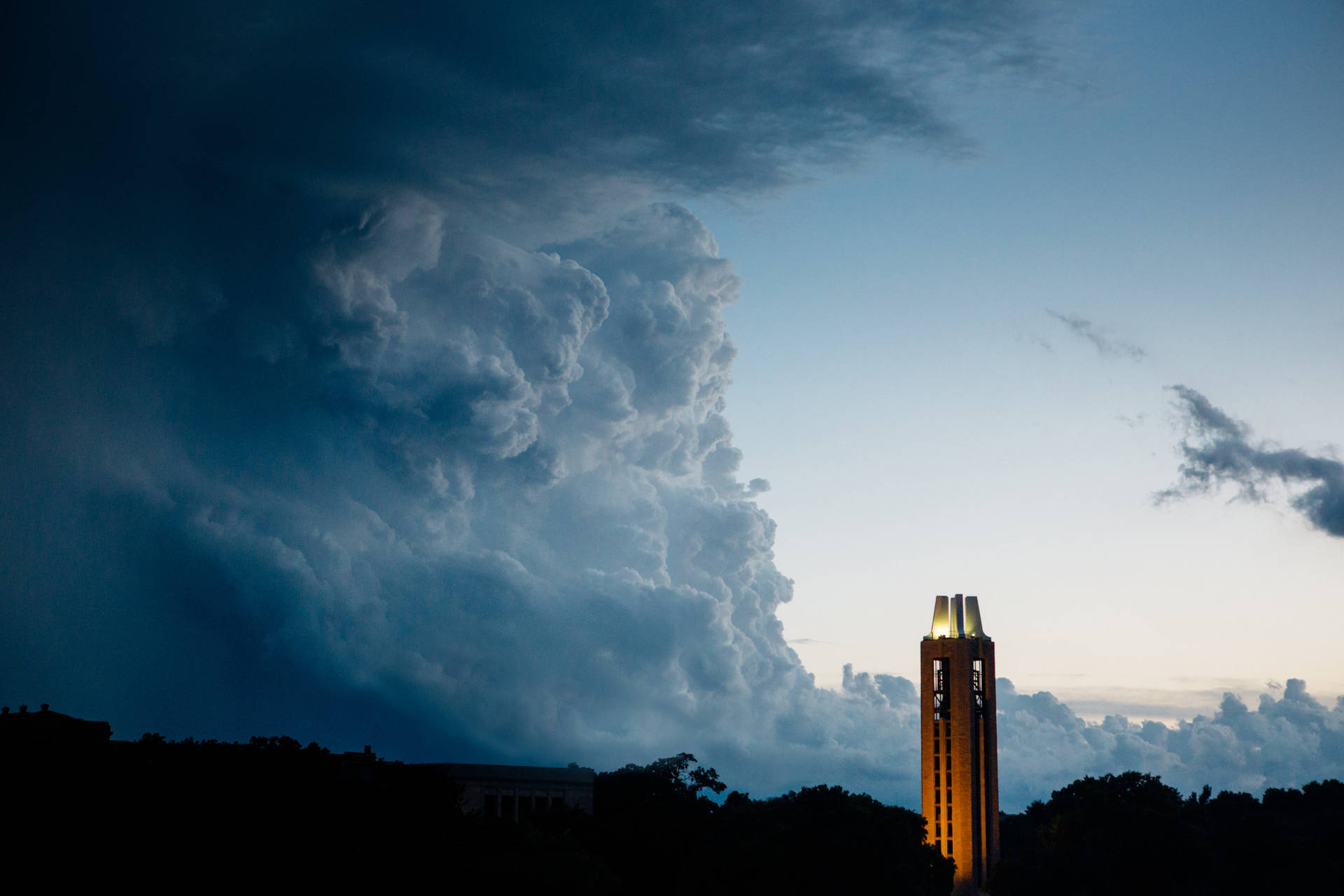 University Of Kansas Campanile Dark Clouds