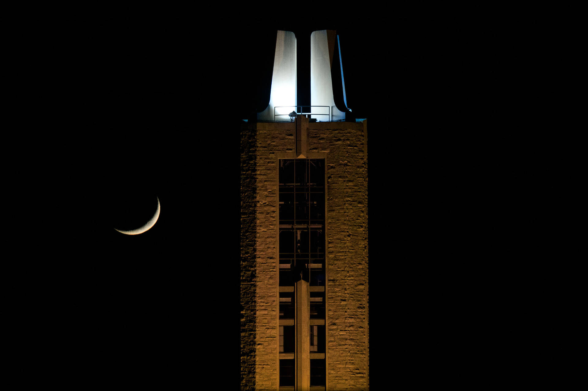 University Of Kansas Campanile With Moon Background