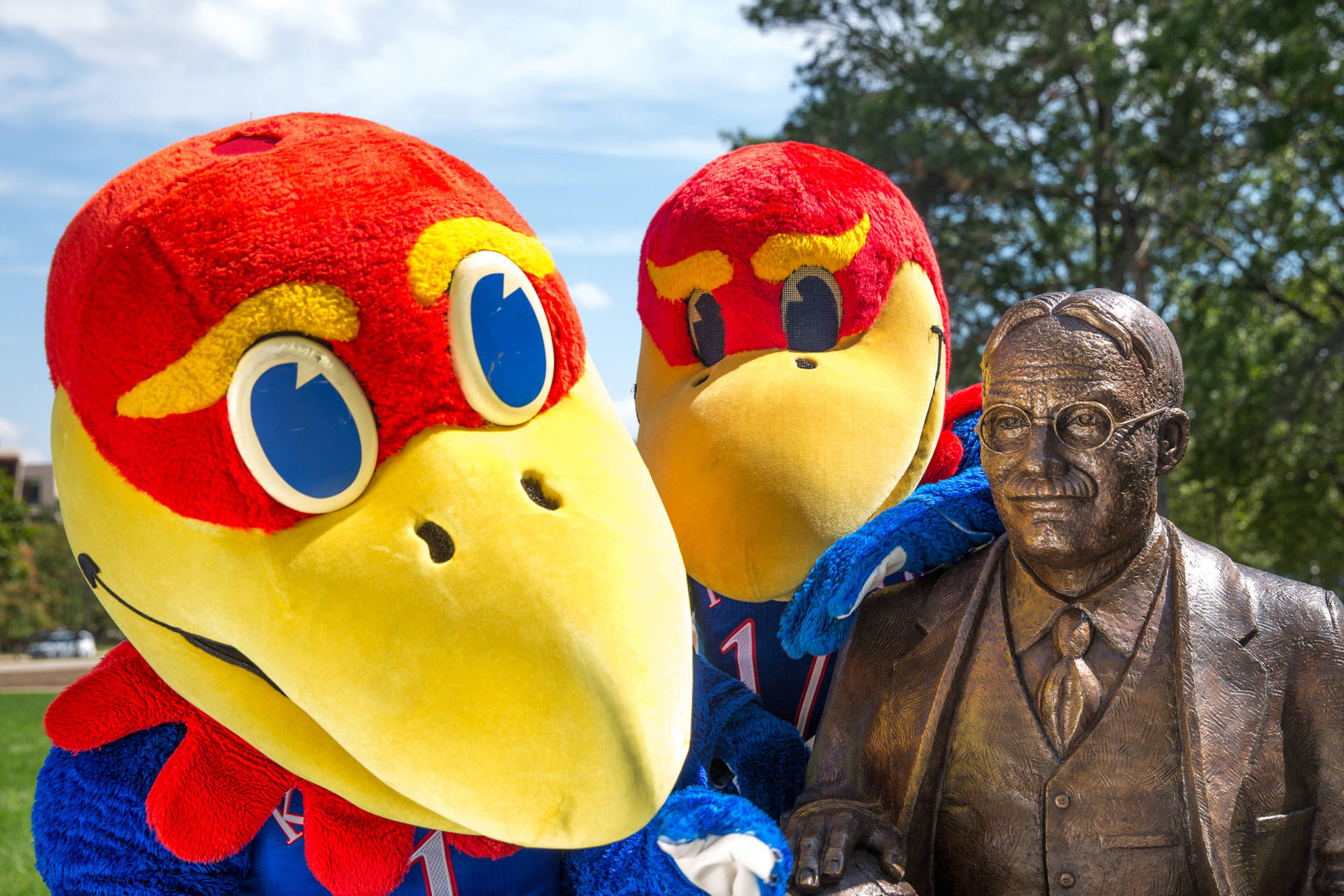 University Of Kansas Mascots Near Statue