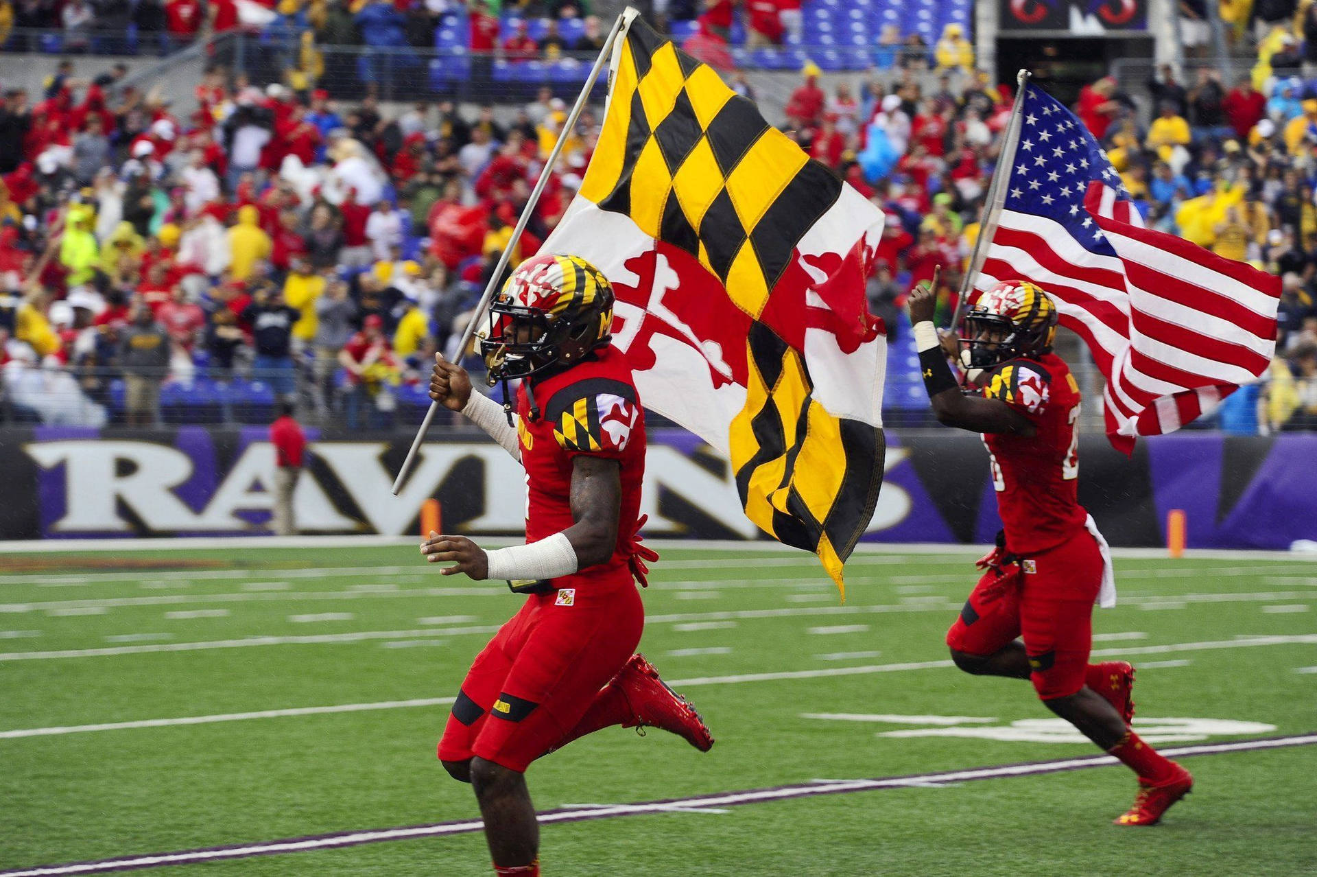 University Of Maryland Football Flags Background