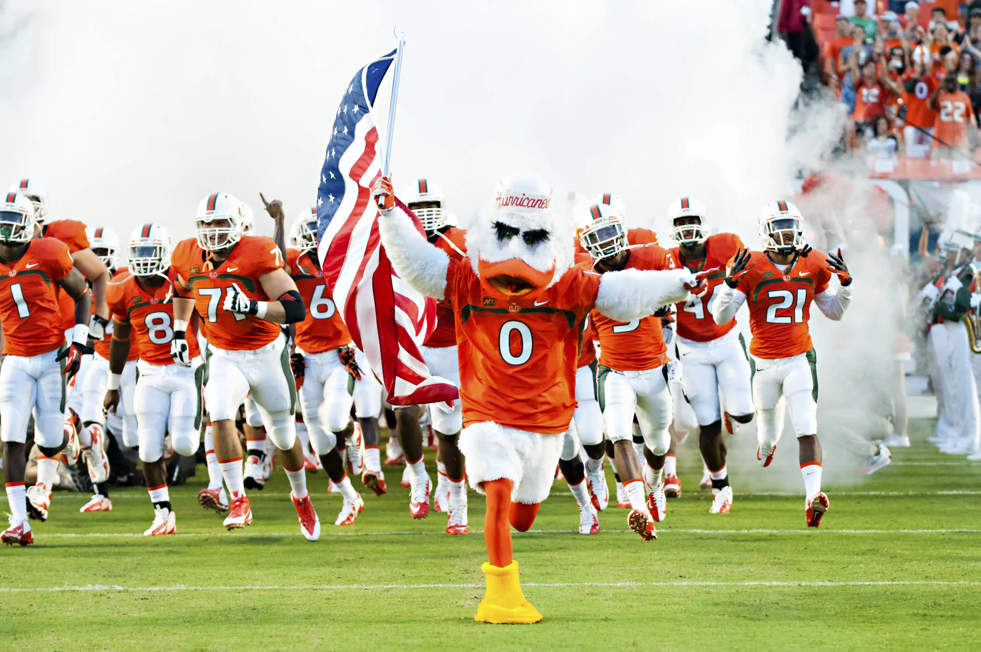 University Of Miami Hurricanes And Flag Background