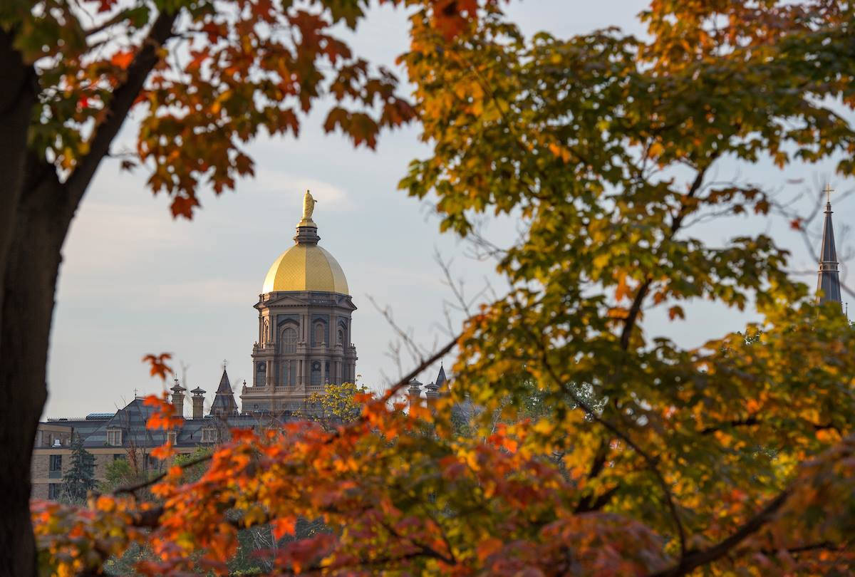 University Of Notre Dame Building With Trees