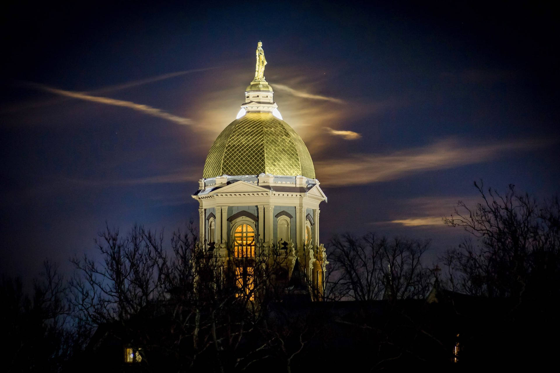 University Of Notre Dame Under Blue Night Sky