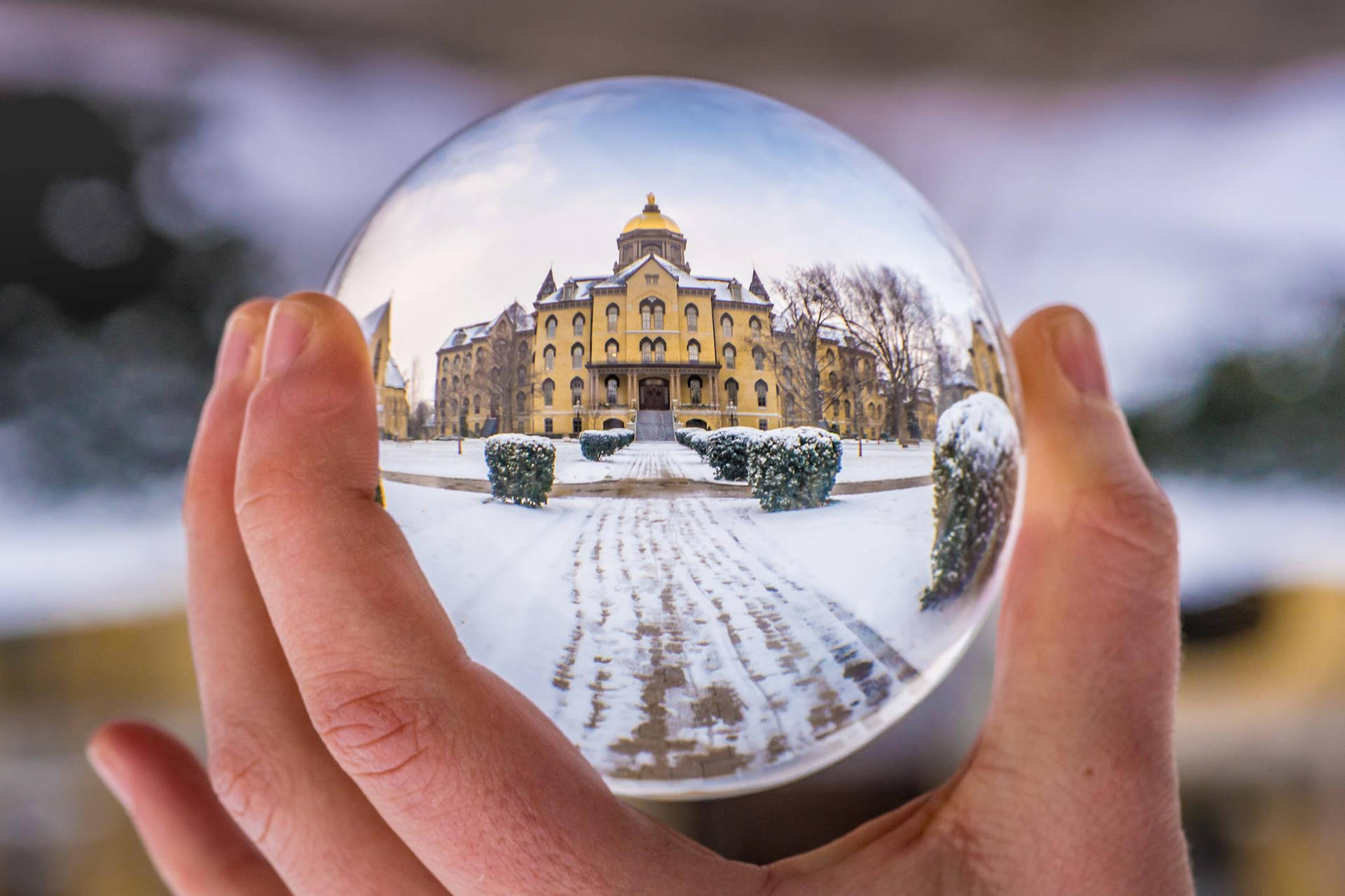 University Of Notre Dame With Crystal Ball Background