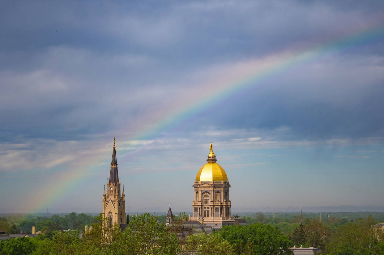 University Of Notre Dame With Rainbow