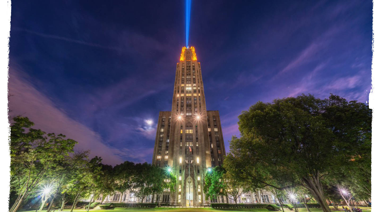 University Of Pittsburgh Cathedral At Night